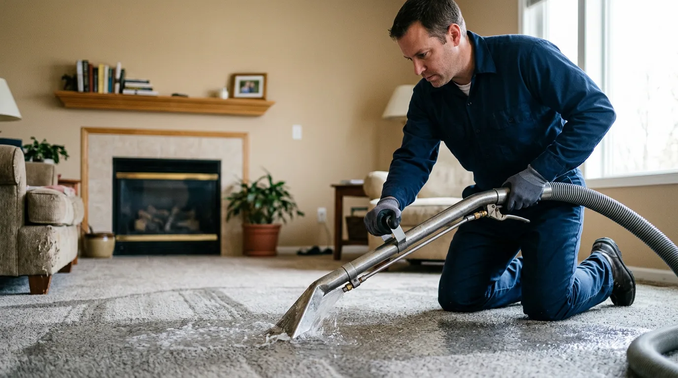 Water damage restoration technician working near Arlington Heights, IL